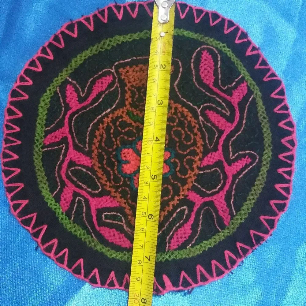 Amazon jungle hand embroidered shipibo rug
